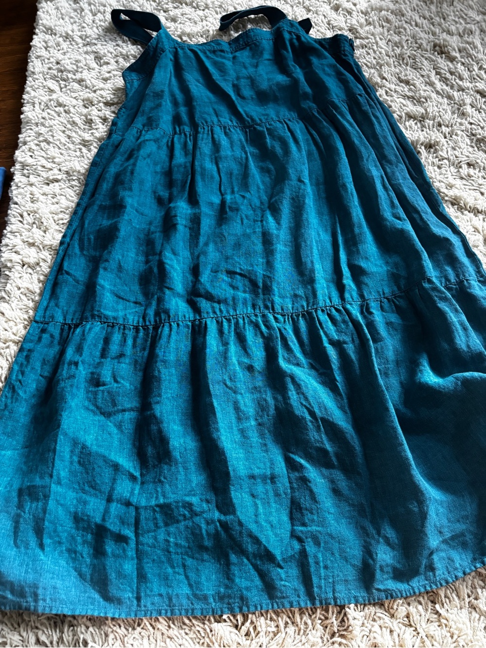 Eileen Fisher Sleeveless Teal Linen Tiered Women's dress large never worn